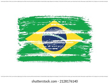 Grunge flag of Brazil.Brush stroke Brazil flag.