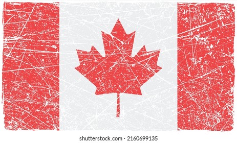 Grunge flag of Canada.Old scratched Canada flag.