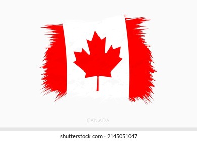 Bandera de Grunge de Canadá, bandera de Canadá con cepas de grunge abstracto vectorial sobre fondo gris.