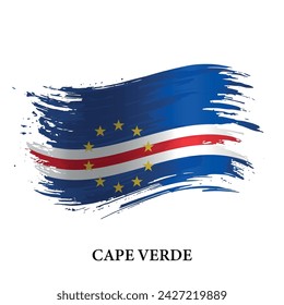 Grunge flag of Cape Verde, brush stroke vector background 