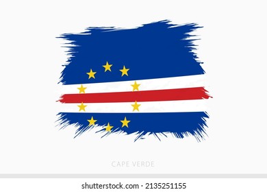 Grunge flag of Cape Verde, vector abstract grunge brushed flag of Cape Verde on gray background.