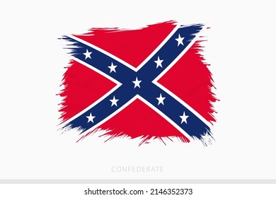 Grunge flag of Confederate, vector abstract grunge brushed flag of Confederate on gray background.