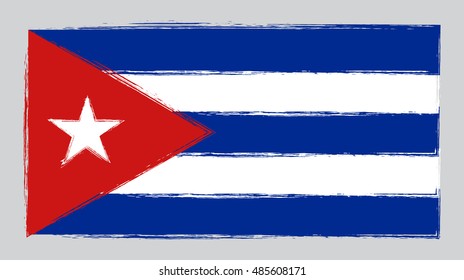Grunge flag of Cuba. Vector illustration.