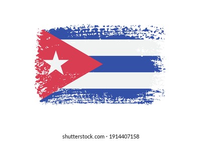 Grunge flag of Cuba.Brush stroke Cuba flag.