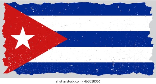 Grunge flag of Cuba.Vector illustration.