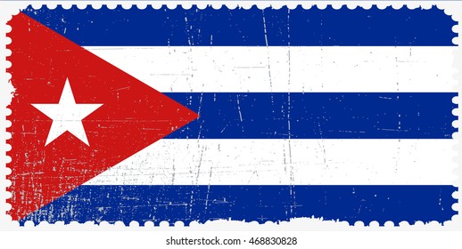 Grunge flag of Cuba.Vector illustration.