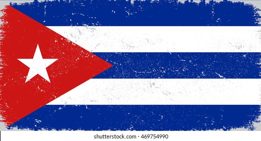 Grunge flag of Cuba.Vector illustration.