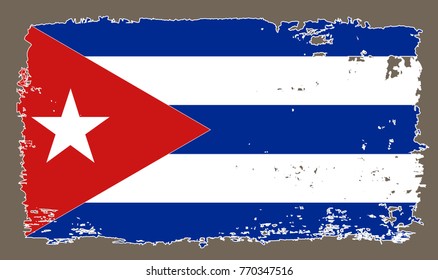 Grunge flag of Cuba.Vintage Cuban flag.