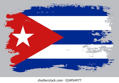 Grunge Flag Of Cuba.Vintage Cuban Flag.Vector.