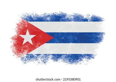 Grunge flag of Cuba.Watercolor brush stroke Cuba flag.
