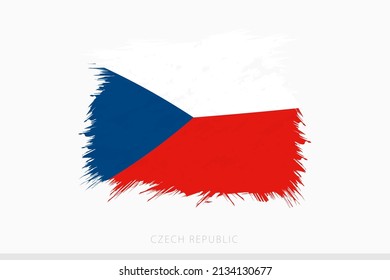 Grunge flag of Czech Republic, vector abstract grunge brushed flag of Czech Republic on gray background.