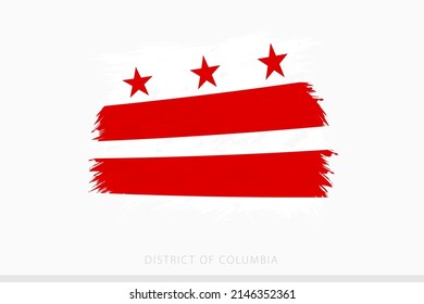 Grunge flag of District of Columbia, vector abstract grunge brushed flag of District of Columbia on gray background.