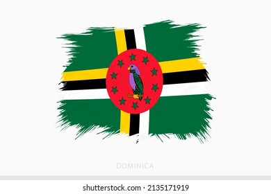 Grunge flag of Dominica, vector abstract grunge brushed flag of Dominica on gray background.