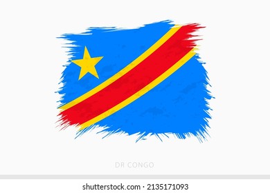Grunge flag of DR Congo, vector abstract grunge brushed flag of DR Congo on gray background.