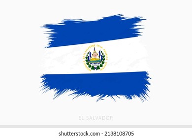 Bandera gruesa de El Salvador, bandera plagada abstracta vectorial de El Salvador sobre fondo gris.