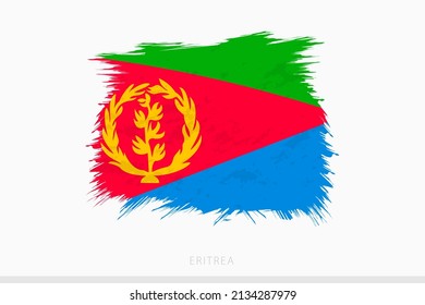Grunge-Fahne von Eritrea, abstrakte Vektorgrafik, gebürstete Flagge von Eritrea auf grauem Hintergrund.
