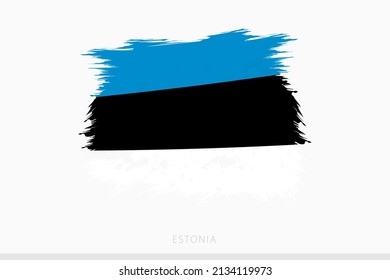 Grunge flag of Estonia, vector abstract grunge brushed flag of Estonia on gray background.