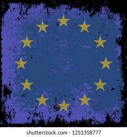 grunge flag of EU