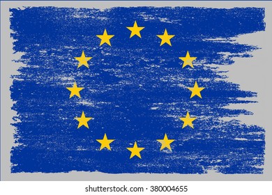 Grunge flag of European Union.Vector flag of EU.