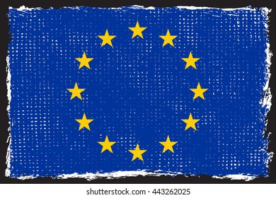 Grunge flag of European Union.Vector flag of EU.