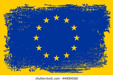 Grunge flag of European Union.Vector flag of EU.