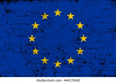 Grunge flag of European Union.Vector flag of EU.