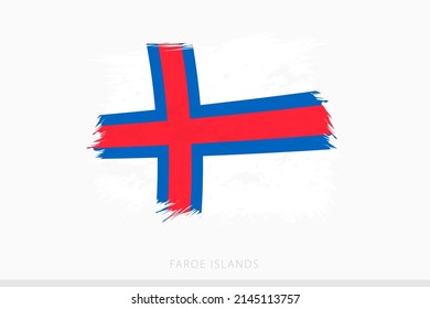 Grunge flag of Faroe Islands, vector abstract grunge brushed flag of Faroe Islands on gray background.