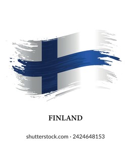 Grunge flag of Finland, brush stroke vector background 