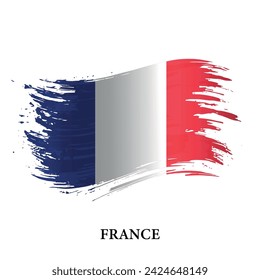 Grunge flag of France, brush stroke vector background 