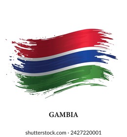 Grunge flag of Gambia, brush stroke vector background 