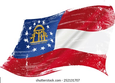 Grunge flag of Georgia. Flag of Georgia in the wind with a texture