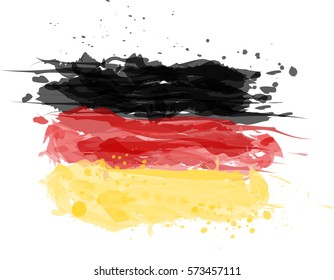 Grunge flag of Germany Bundesflagge und Handelsflagge. Imitation of paint brushed.