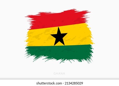 Bandera gruesa de Ghana, vector, bandera abstracta machacada de Ghana sobre fondo gris.