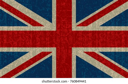 Grunge Flag of Great Britain with grunge texture.Vector illustration United Kingdom, British, UK flag image. Union Jack logo.