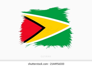 Bandera de Grunge de Guyana, vector, bandera abstracta machacada de la Guyana sobre fondo gris.
