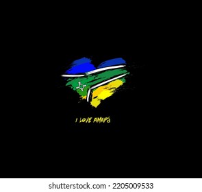 Amapá grunge flag heart for your design.	Federative units of Brazil.