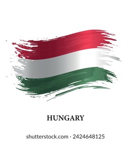 Grunge flag of Hungary, brush stroke vector background 