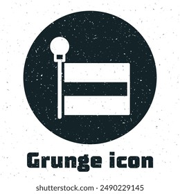 Grunge Flag icon isolated on white background. Location marker symbol. Monochrome vintage drawing. Vector
