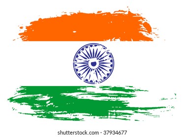 grunge flag of India with white background