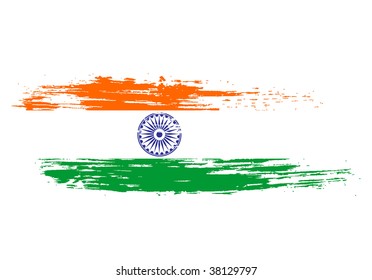 grunge flag of India with white background