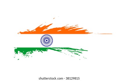 grunge flag of India with white background