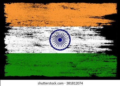 Grunge flag of India.India flag vector illustration.