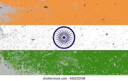 Grunge flag of India.India flag vector illustration.