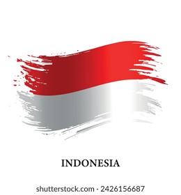 Grunge flag of Indonesia, brush stroke vector background 