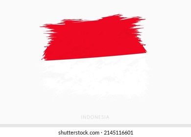 Grunge flag of Indonesia, vector abstract grunge brushed flag of Indonesia on gray background.