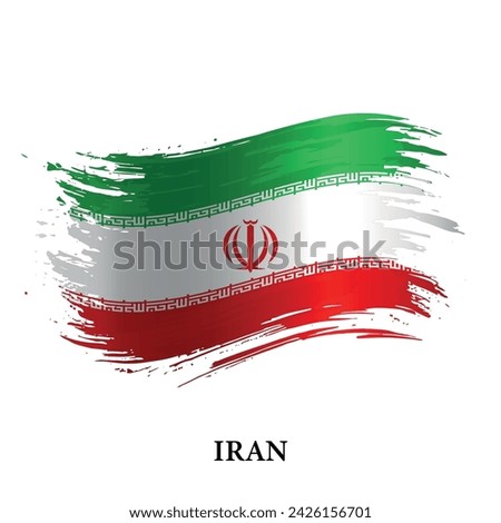 Grunge flag of Iran, brush stroke vector background 