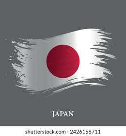 Grunge flag of Japan, brush stroke vector background 