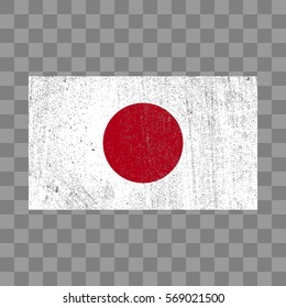 Grunge flag. Japan flag with distress texture.Vector template. on transparent background