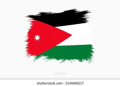 Grunge flag of Jordan, vector abstract grunge brushed flag of Jordan on gray background.