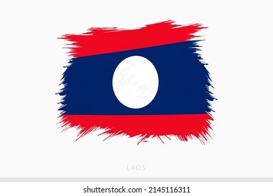 Grunge flag of Laos, vector abstract grunge brushed flag of Laos on gray background.